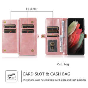 Multifunctional Split Magnetic Wallet Phone Case For Samsung S21 Ultra 5G