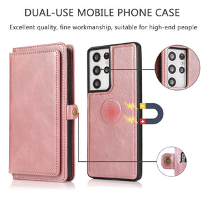 Multifunctional Split Magnetic Wallet Phone Case For Samsung S21 Ultra 5G