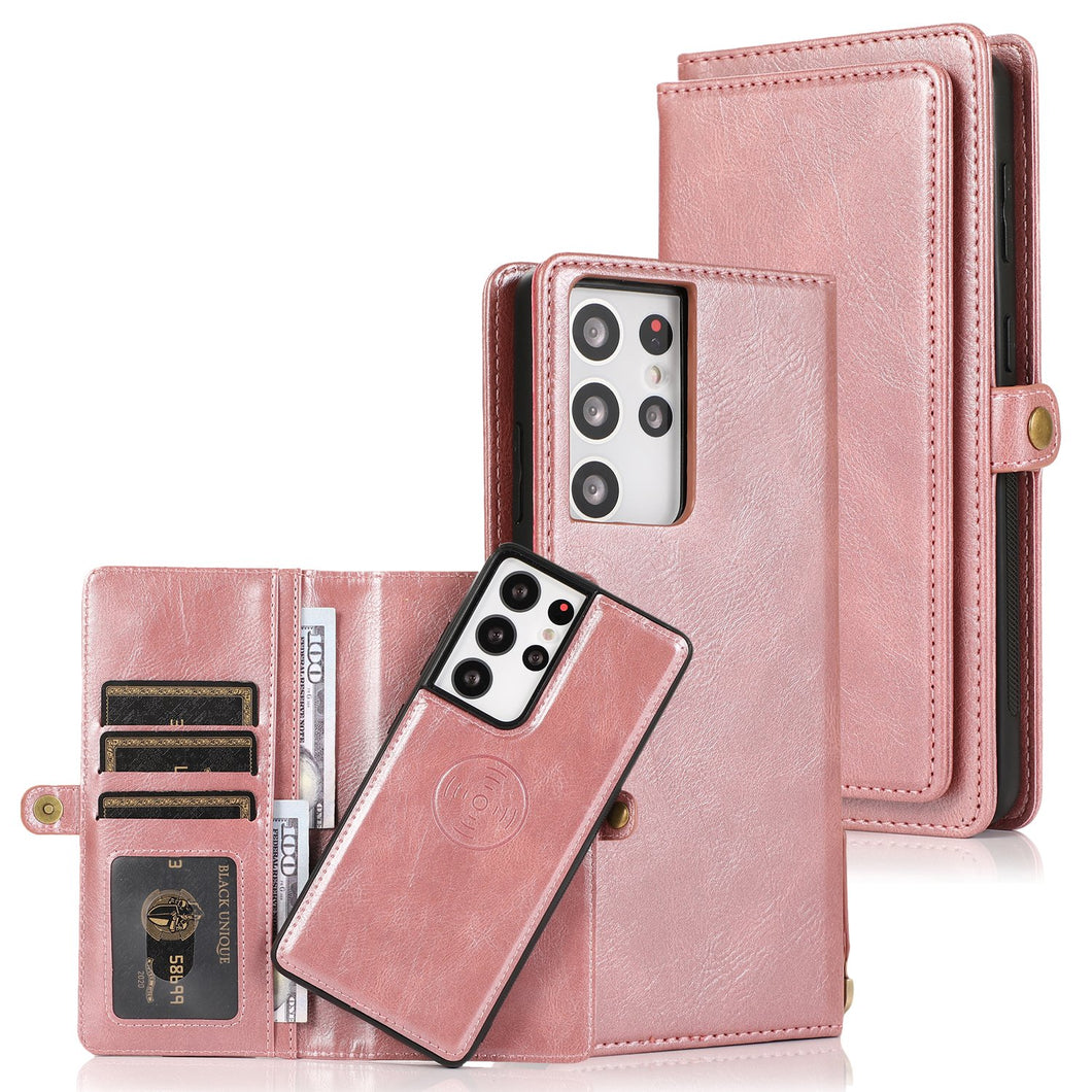 Multifunctional Split Magnetic Wallet Phone Case For Samsung S21 Ultra 5G